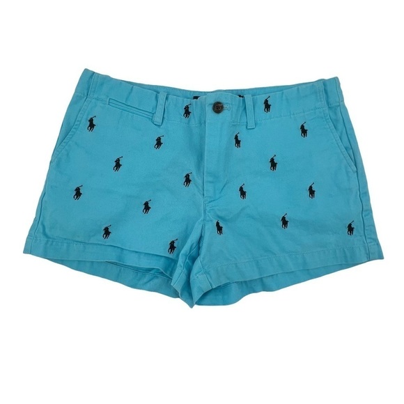 Ralph Lauren Blue Sport All Over Pony Shorts Size 6 Junior’s - Picture 1 of 4